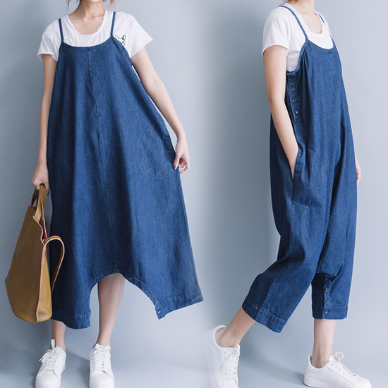 [당일발송1] [재입고] 데님 나시 원피스&점프수트