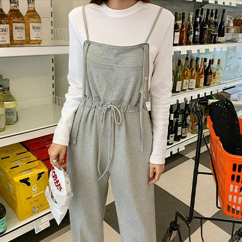 심플 꾸안꾸 트레이닝 멜빵 팬츠