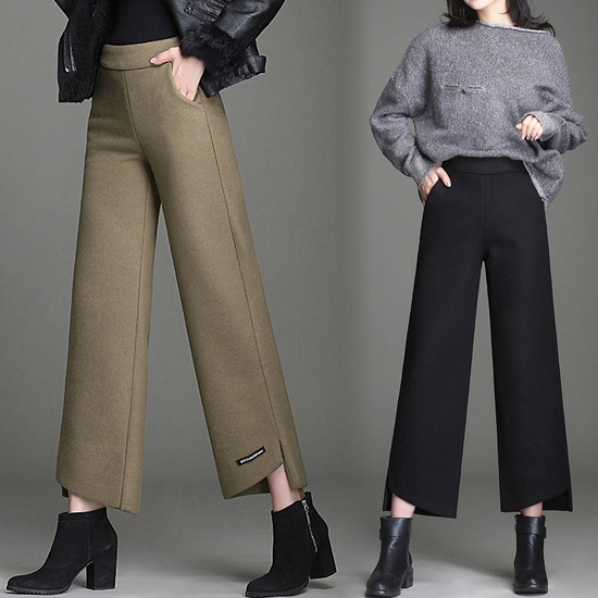 [당일발송] 옆트임 언발란스 모직 슬랙스 