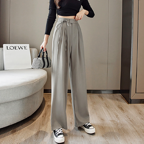 허리 스트랩 시크 와이드 팬츠