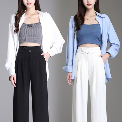 ◈[당일발송] 키작녀 투버튼 찰랑 핀턱 밴딩 슬랙스 (3가지 기장)