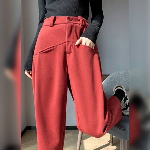 @[당일발송]모던 앞포켓 핀턱 배기 팬츠