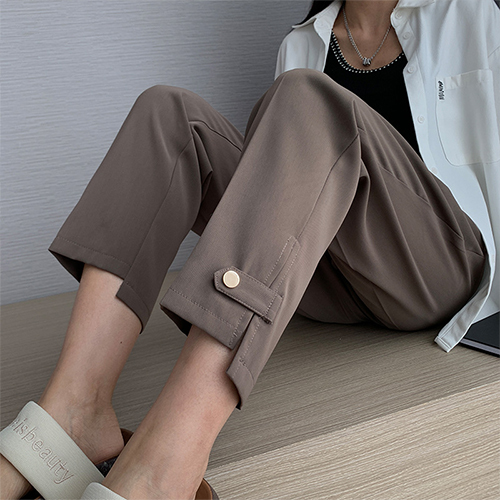 ◈[당일발송] 심플 언발 컷팅 버튼 슬랙스