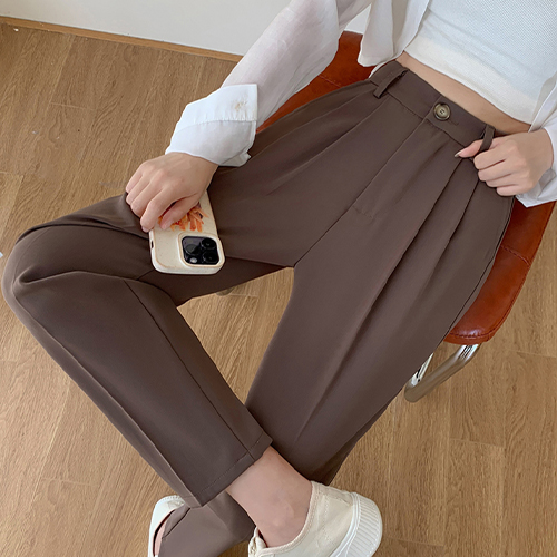 ◈[당일발송] 뒷밴딩 핀턱 9부 슬랙스