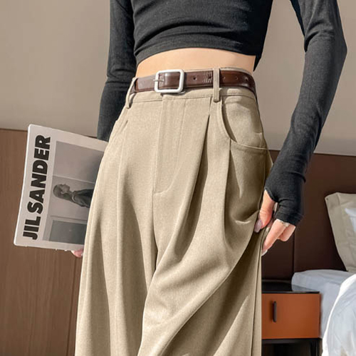 ◈[당일발송] 모던 롱 와이드 핀턱 슬랙스&벨트 SET