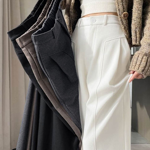 ◈[당일발송] 심플 모직 핀턱 와이드 슬랙스