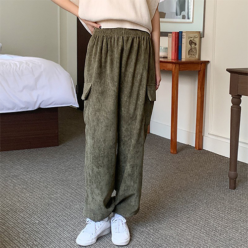 골덴 카고 밴딩 조거팬츠