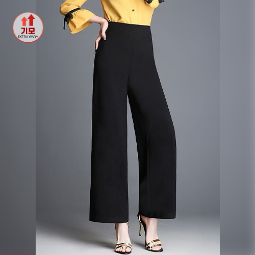 기모 스판 와이드 밴딩 슬랙스