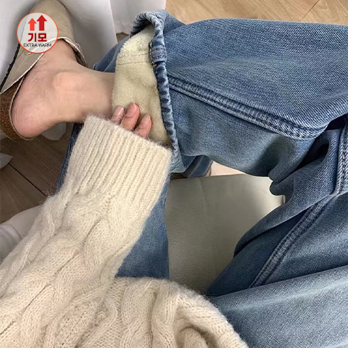 따뜻한 기모 일자핏 데님 팬츠