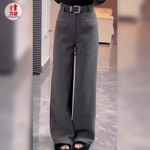 ◈[당일발송] 기모 세미와이드 롱 슬랙스