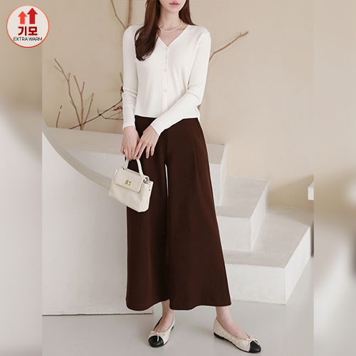 ◈[당일발송] 데일리 핀턱 와이드 기모 팬츠