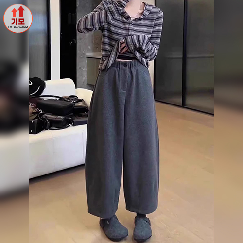 ◈[당일발송] (완료)기모 밴딩 와이드 핀턱 팬츠