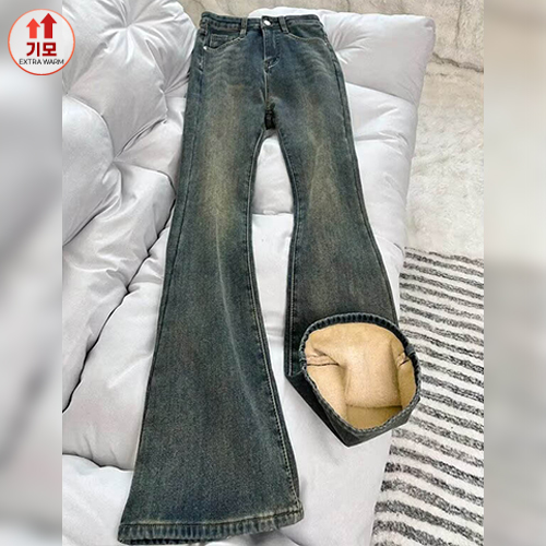 빈티지 워싱 기모 부츠컷 데님 팬츠