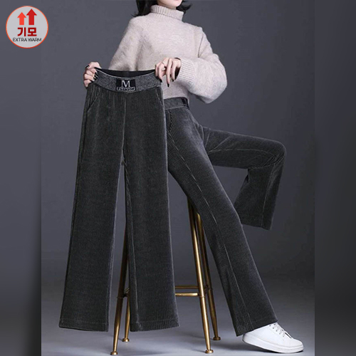 기모 코듀로이 일자핏 밴딩 팬츠