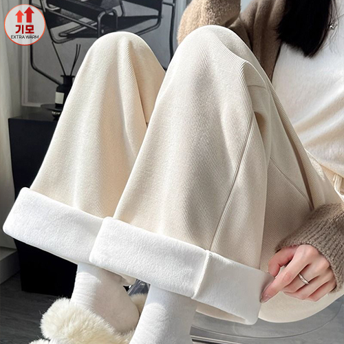 기모 하이웨스트 뒷밴딩 와이드 코듀로이 팬츠