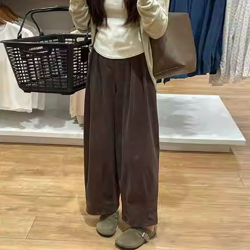 ◈[당일발송] 기모 핀턱 골덴 밴딩 와이드 팬츠