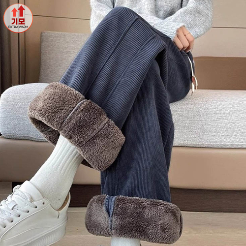 ◈[당일발송] 일자핏 캐주얼 기모 코듀로이 밴딩 팬츠