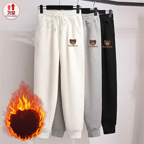 ★수요특가 자정마감 50%★)곰돌이 자수 기모 조거 팬츠