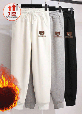 ★수요특가 자정마감 50%★)곰돌이 자수 기모 조거 팬츠