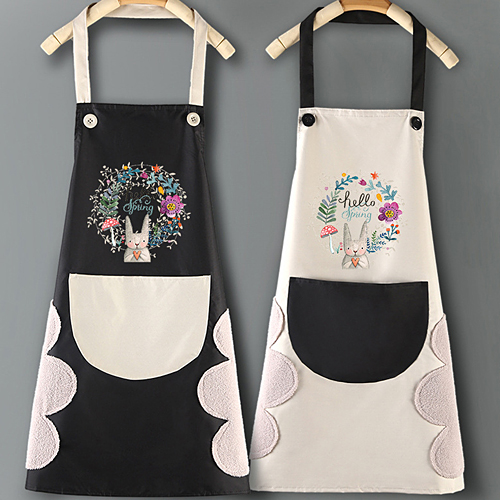 [당일발송] [재입고] 사이드에 타올 달린 토끼 방수 앞치마