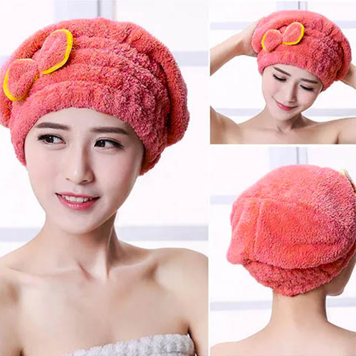 ◈[당일발송]극세사 리본 타올 모자