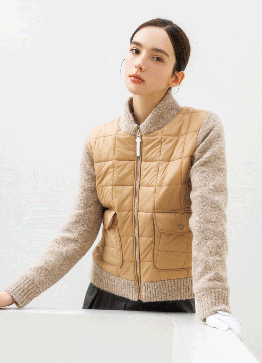 [QoG] 골프 부클 배색 패딩 집업 점퍼_3color