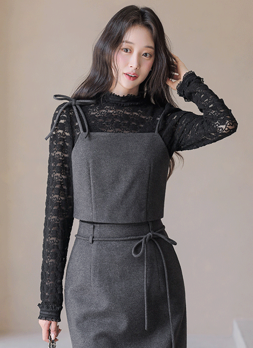[루이스엔젤] 셀리엔 리본SET 핀턱 뷔스티에 조끼 베스트