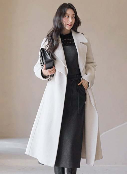 보이드 벨트SET 울 블렌드 레이어드 카라 핸드메이드 롱 코트