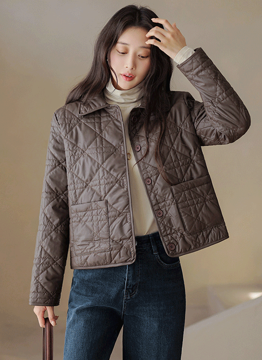 엔지즈 다이아 퀄팅 웰론 경량 카라 패딩