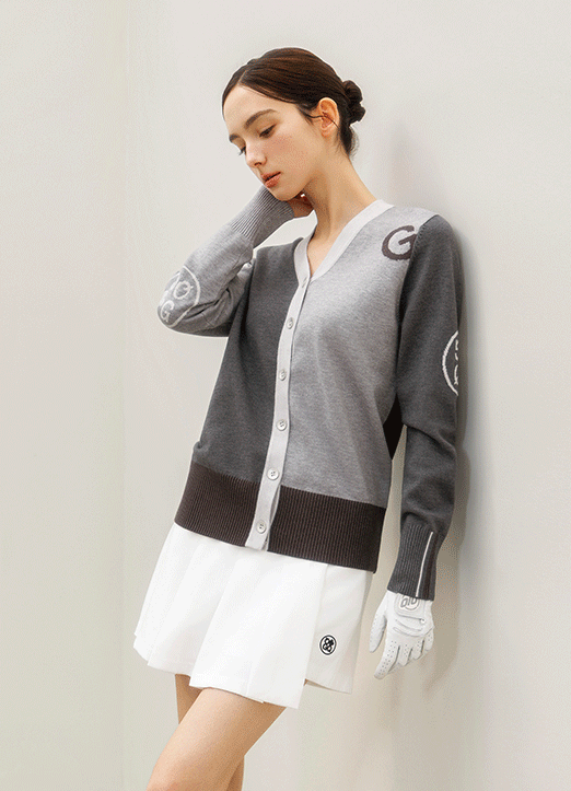 [QoG] 골프 G배색 V넥 니트 가디건