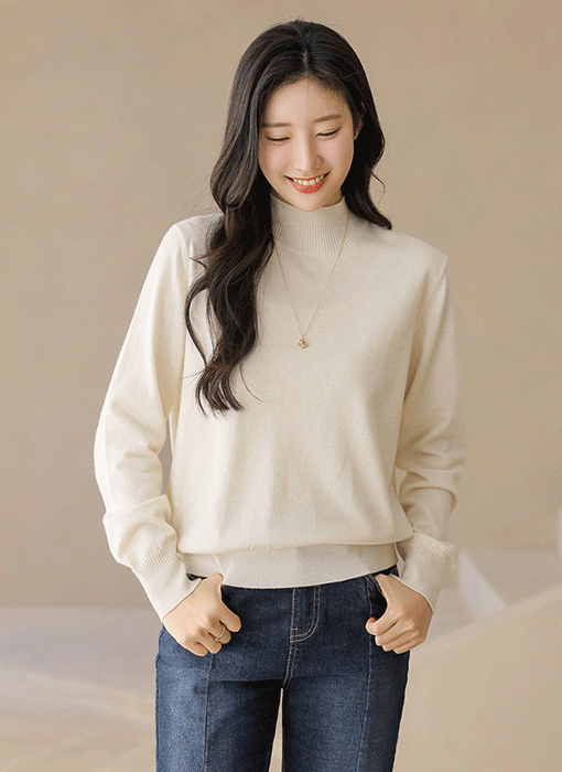 데리아 비스코스 컴포트 반목 폴라 니트