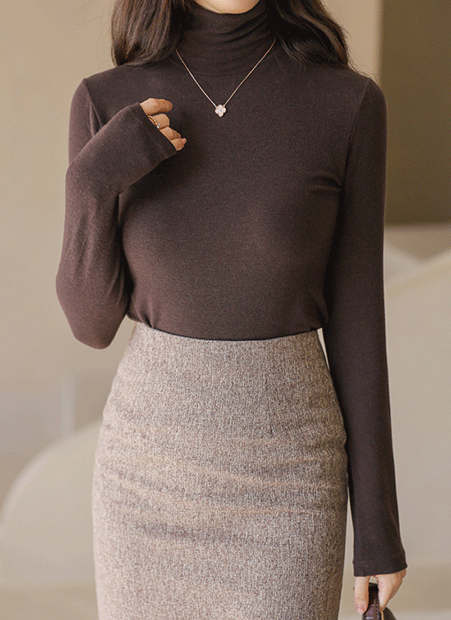 롤로프 텐셀 울 블렌딩 말랑 쫀득 베이직 폴라 티셔츠