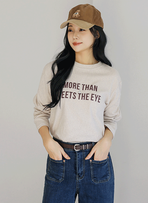 [Theonme] 모어댄 레터링 피치기모 라운드 티셔츠