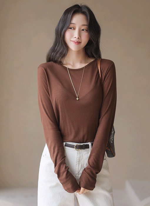 루루스 보들 말랑 심플 베이직 기본 라운드 긴팔 티셔츠