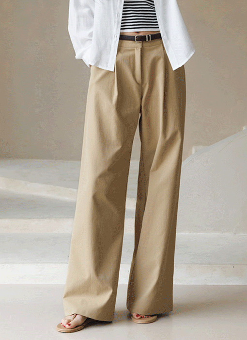 [Theonme] 도르핀 사각사각 원턱 세미 와이드 스트레이트 팬츠