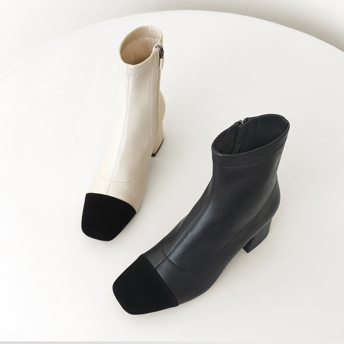 인텐스 by 엘칸토 여성 토캡 콤비 스판 앵클 부츠 6cm LCWA90I54V