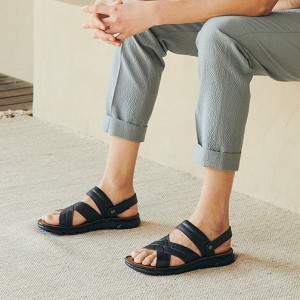 [리퍼브] 마쯔 by 인텐스 남성 소가죽 X스트랩 샌들 2.5cm LCMW82M326