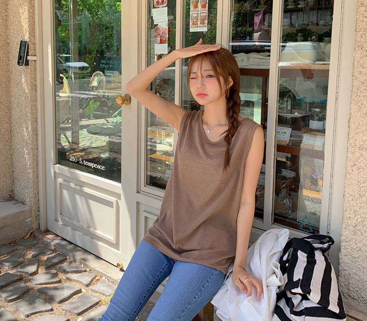 [그로시아 린넨 베이직 나시] 라일론