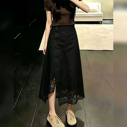 [당일발송]💥여름 라스트세일 70%OFF⏰#9733;레이스 슬릿 버튼 랩 스커트