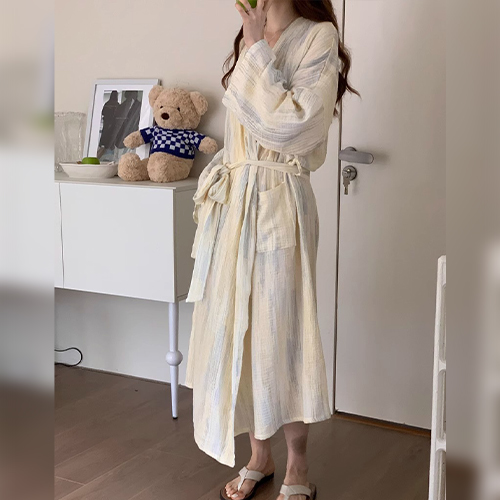 여성 로브가운 골프 여름잠옷 요루면 거즈 샤워가운