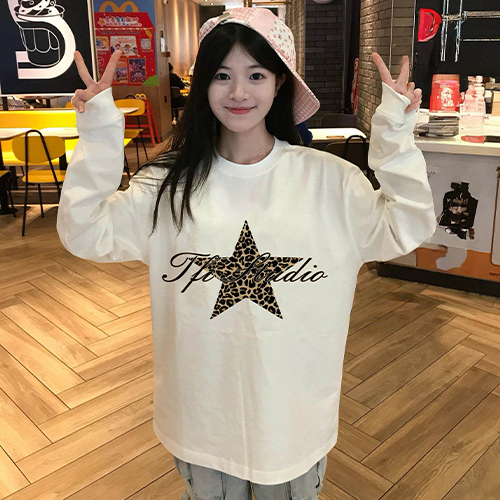 레오파드 원스타 루즈핏 긴팔 티셔츠
