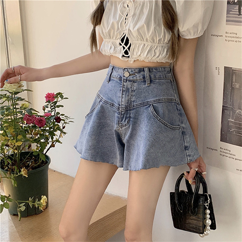 ◈[당일발송] A라인 플레어 데님 숏 팬츠