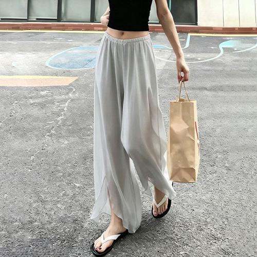 여리핏 쉬폰 와이드 밴딩 팬츠