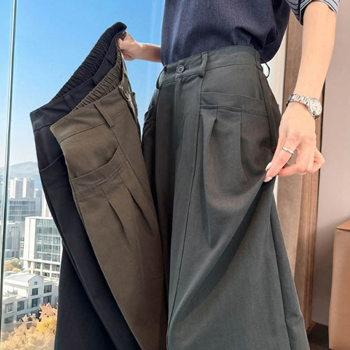 뒷밴딩 핀턱 포켓 와이드 팬츠