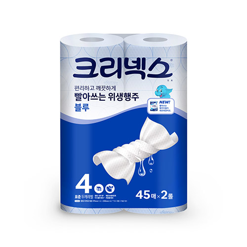 크리넥스 빨아쓰는 위생행주 블루 45매 x 2롤 (EA)