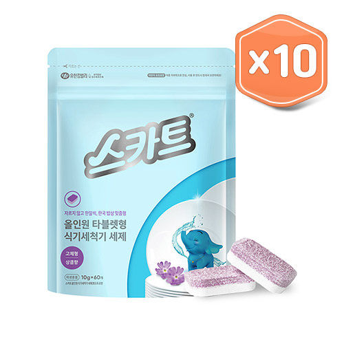 스카트 올인원 식기세척기세제 상큼향 10g X 60개입 x 10팩