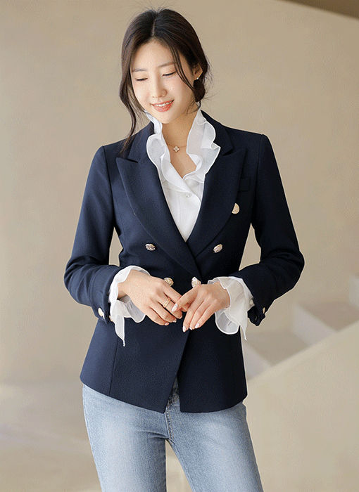 엘로어 완벽 슬림 라인 테일러드 더블 자켓