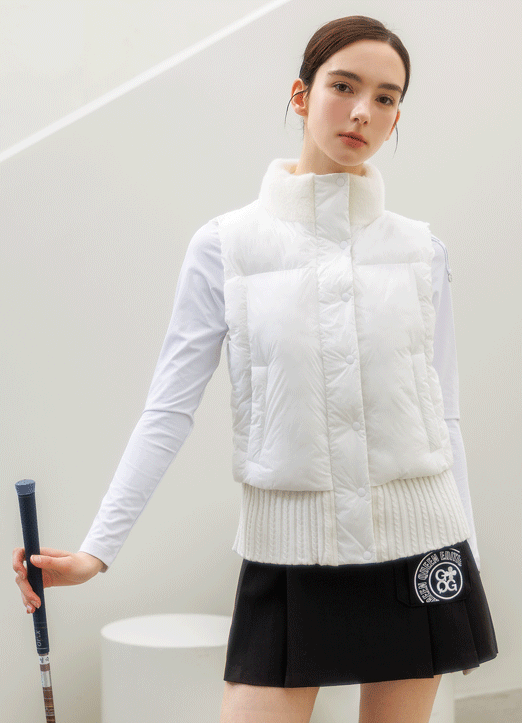 [QoG] 골프 하이넥 백 라인포인트 집업 패딩 베스트_3color