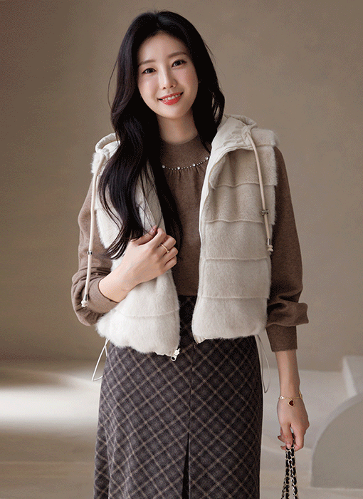 마나모 활용도높은 양면 리버시블 퍼 패딩 후드 조끼 베스트