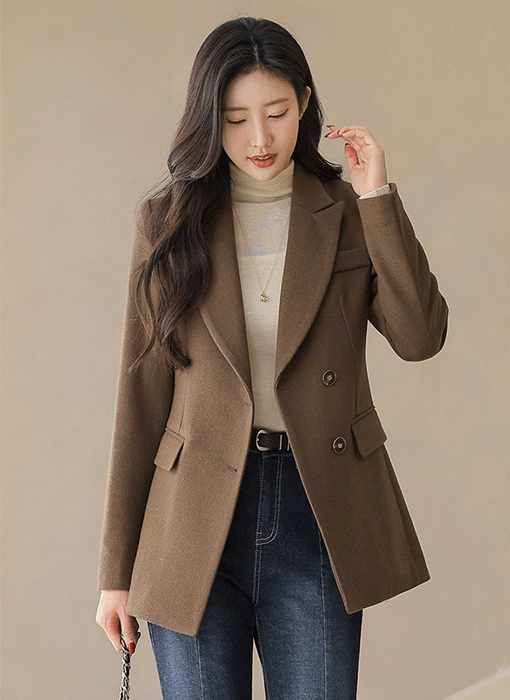 지엔트 소프트 도톰 사선 버튼라인 페미닌 자켓